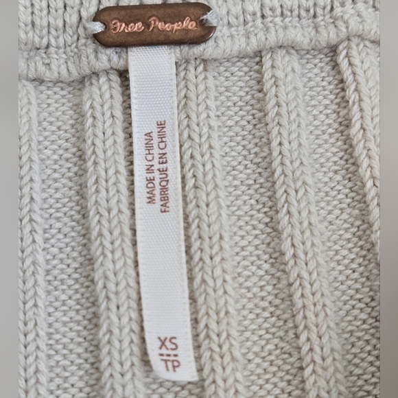 Free People Skirt XS Bari Croshet Details  Knit Column Maxi Oatmeal Front Slit - Picture 15 of 16